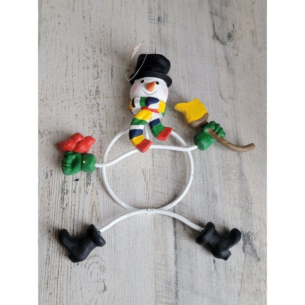 Snowman wire‎ metal silly ornament Xmas jointed unique